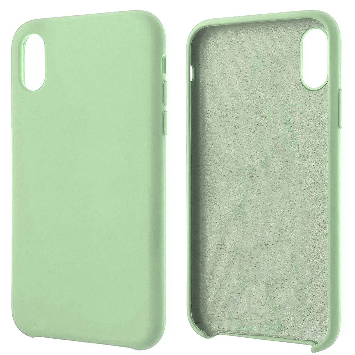 Чехол накладка Silicon Case для APPLE iPhone XR, силикон, бархат, цвет бело зеленый