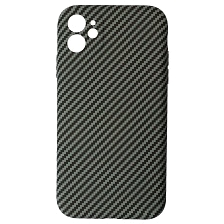 Чехол накладка KING для APPLE iPhone 11 (6.1"), силикон, бархат, карбон, цвет серый