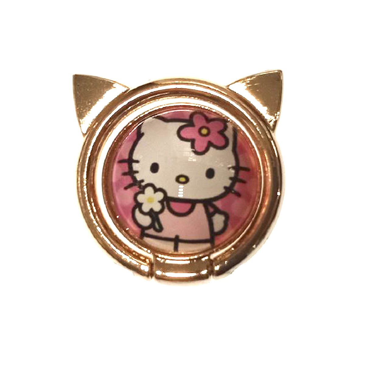 Кольцо держатель TYBOMB, рисунок Hello Kitty с цветком, цвет золотистый