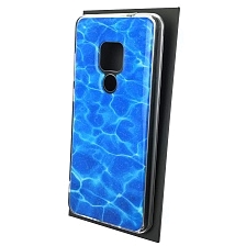 Чехол накладка для HUAWEI Mate 20, силикон, глянцевый, блестки, рисунок Синяя вода