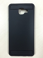 Чехол накладка для SAMSUNG Galaxy A7 2016 (SM-A710), силикон, с логотипом, цвет черный