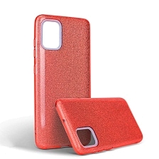 Чехол накладка Shine для SAMSUNG Galaxy A51 (SM-A515), силикон, блестки, цвет красный