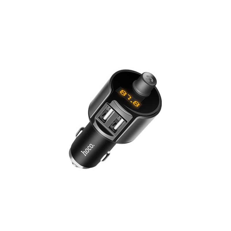 HOCO E19 Smart беспроводной FM transmitter, FM модулятор, АЗУ (автомобильное зарядное устройство) на 2 USB порта 5V-2.4A, цвет черный