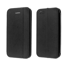 Чехол книжка VINTAGE LiNE для APPLE iPhone 5, 5G, 5S, SE, экокожа, цвет черный.