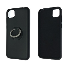 Чехол накладка RING для HUAWEI Honor 9S (DUA-LX9), Y5P 2020, силикон, кольцо держатель, цвет черный