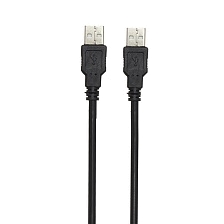 Кабель USB A 2.0 - USB A 2.0, 1.5 метра, тип папа-папа, ферритовый фильтр, цвет черный Кабель USB A 2.0 - USB A 2.0, 1.5 метра, тип папа-папа, ферритовый фильтр, цвет черный