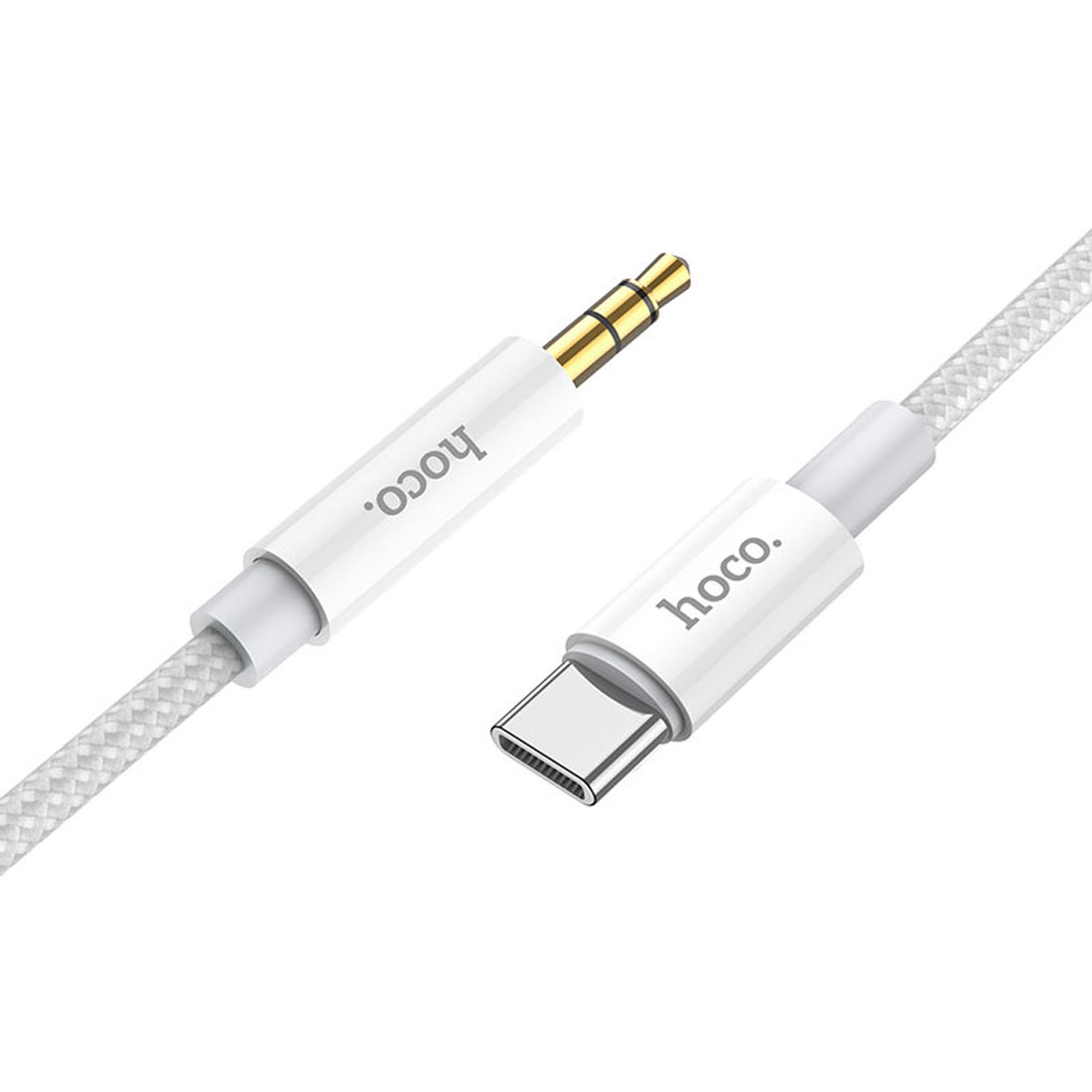 Аудио кабель, переходник HOCO UPA19 USB Type C (папа) на AUX Jack 3.5 mm (папа), длина 1 метр, цвет серый