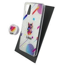 Чехол накладка для SAMSUNG Galaxy A51 (SM-A515), силикон, фактурный глянец, с поп сокетом, рисунок Likee
