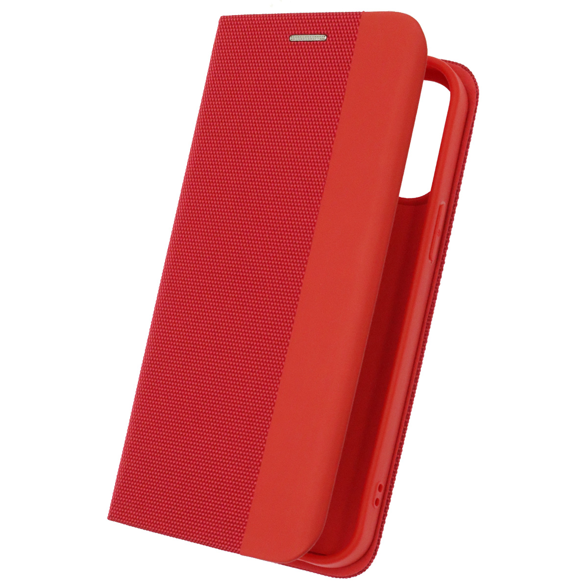 Чехол книжка MESH для APPLE iPhone 13 Pro Max (6.7), текстиль, силикон, бархат, визитница, цвет красный