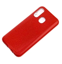 Чехол накладка Shine для SAMSUNG Galaxy A70 2019 (SM-A705), силикон, блестки, цвет красный.