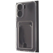 Чехол накладка CARD CASE для XIAOMI Redmi 13C 4G, POCO C65, защита камеры, силикон, отдел для карт, цвет прозрачный