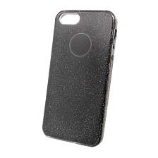 Чехол накладка Shine для APPLE iPhone 5G, 5S, SE, силикон, блестки, цвет черный