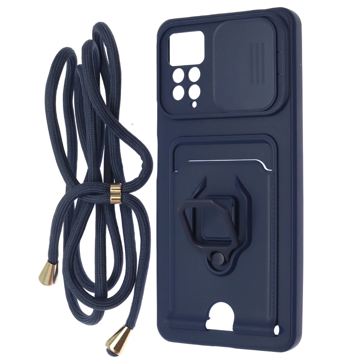 Чехол накладка MULTI FUNCTION 4 в 1 для XIAOMI Redmi Note 11 Pro, Redmi Note 11 Pro 5G, цвет темно синий