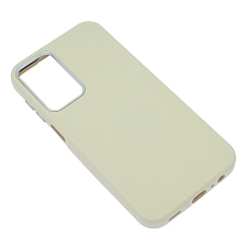 Чехол накладка для SAMSUNG Galaxy A15, силикон, пластик, текстура кожи, бархат, цвет молочный