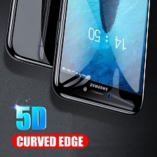 Защитное стекло Lito (премиальное качество) "5D" FULL GLUE для SAMSUNG Galaxy A6 Plus 2018 (SM-A605), цвет канта чёрный.