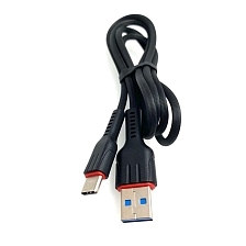 USB Дата-кабель "R30" Type-C USB в силиконовой оболочке, длина 1 метр, цвет чёрный, полоски.
