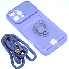 Чехол накладка MULTI FUNCTION 4 в 1 для APPLE iPhone 16 Pro Max, цвет сиреневый