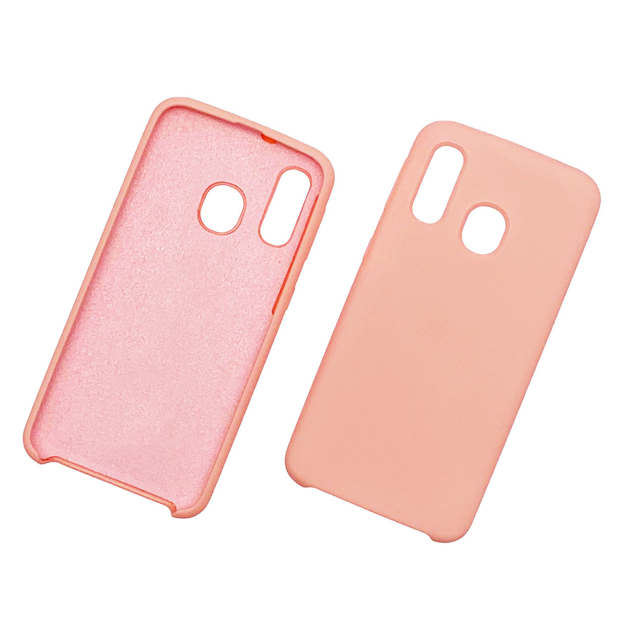 Чехол накладка Silicon Cover для SAMSUNG Galaxy A40 (SM-A405), силикон, бархат, цвет светло розовый.