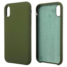 Чехол накладка Silicon Case для APPLE iPhone XR, силикон, бархат, цвет хаки