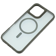 Чехол накладка Sky Armor с поддержкой MagSafe для APPLE iPhone 16 Pro Max, сменные уголки для шнурка, прозрачный, цвет окантовки серый
