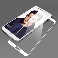 Защитное стекло "5D" GLASS FULL GLUE для HUAWEI Honor 9 Lite, цвет канта белый.