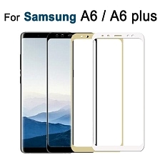 Стекло защитное "4D/5D" для SAMSUNG Galaxy A6 / J6 (2018), цвет окантовки золото.