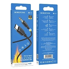 Аудио кабель, переходник BOROFONE BL18 USB Type C (папа) на AUX Jack 3.5 мм (папа), длина 1 метр, цвет черный
