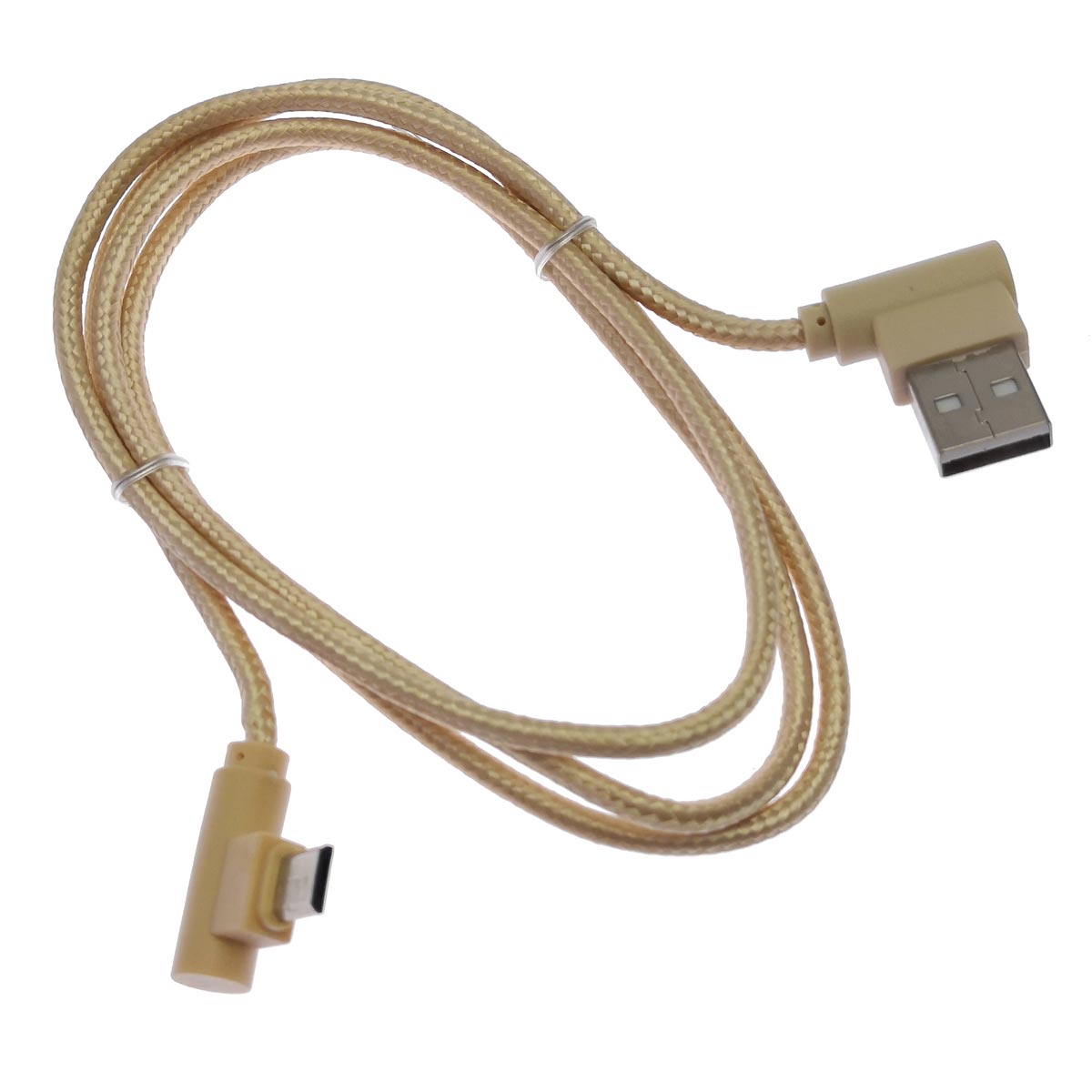 Кабель micro USB, L-образный, нейлон, длина 1 м, цвет золотистый