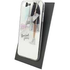 Чехол накладка для APPLE iPhone 7 Plus, iPhone 8 Plus, силикон, блестки, глянцевый, рисунок Bonjour Paris