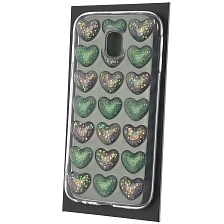 Чехол накладка для SAMSUNG Galaxy J3 2017 (SM-J330), силикон, рисунок 3D сердечки 3.