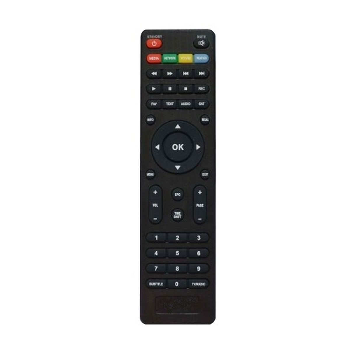 Пульт ДУ для DVBT2-555HD для приставок цифрового ТВ LUMAX, цвет черный