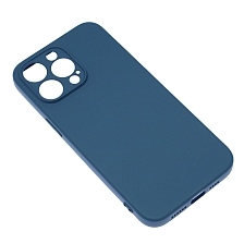 Чехол накладка NANO для APPLE iPhone 15 Pro Max (6.7"), защита камеры, силикон, бархат, цвет темно синий Чехол накладка NANO для APPLE iPhone 15 Pro Max (6.7"), защита камеры, силикон, бархат, цвет темно синий