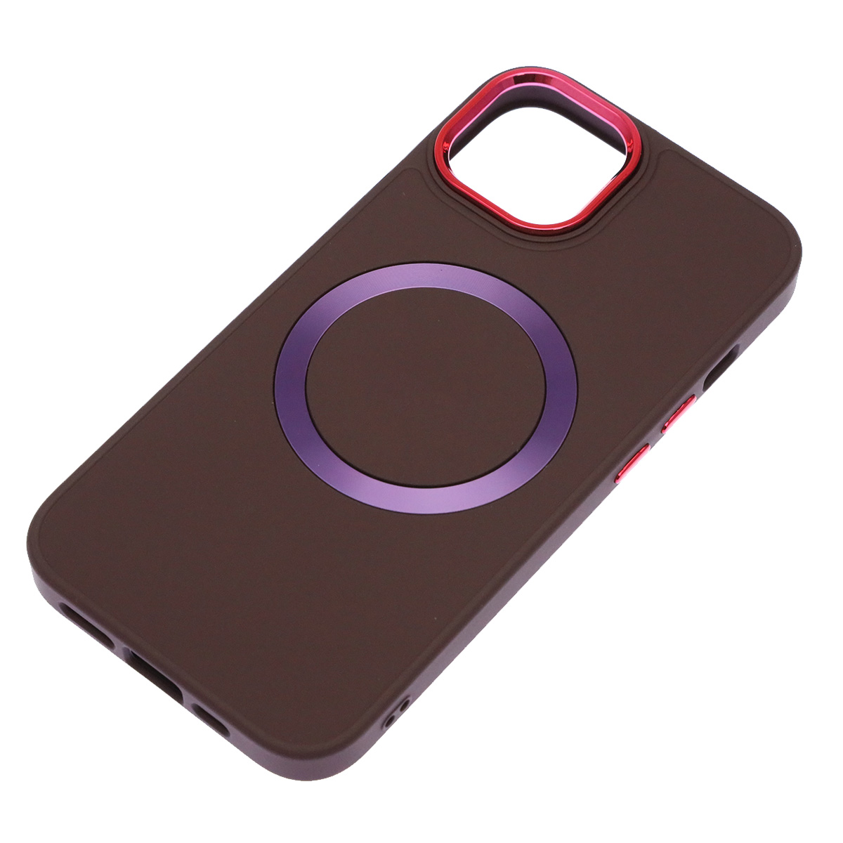 Чехол накладка с поддержкой MagSafe для APPLE iPhone 14 (6.1"), силикон, пластик, цвет темно бордовый