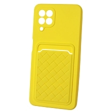 Чехол накладка CARD CASE для SAMSUNG Galaxy A22 4G (SM-A225F), M22 (SM-M225F), M32 (SM-M325F), силикон, отдел для карт, цвет желтый