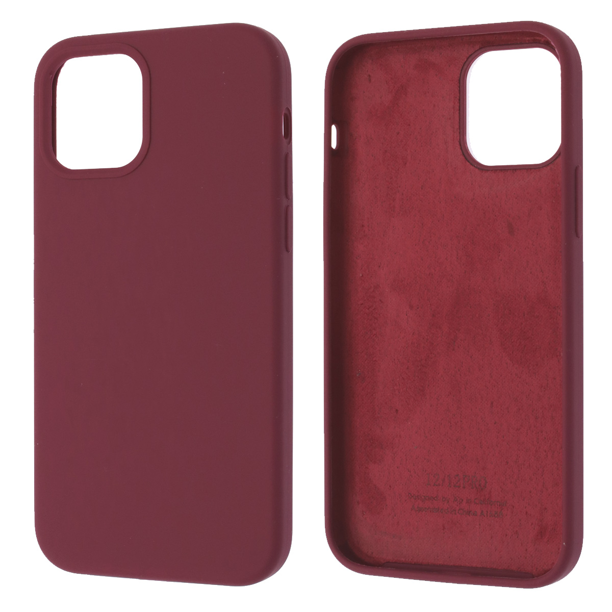 Чехол накладка Silicon Case для APPLE iPhone 12, iPhone 12 Pro, силикон, бархат, цвет бордовый