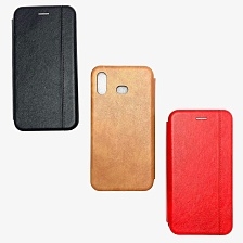 Чехол-книжка для SAMSUNG Galaxy A6S 2018 (SM-G620), искусственная кожа, основа силикон, на магните, с визитницей, цвет светло-коричневый NEW.