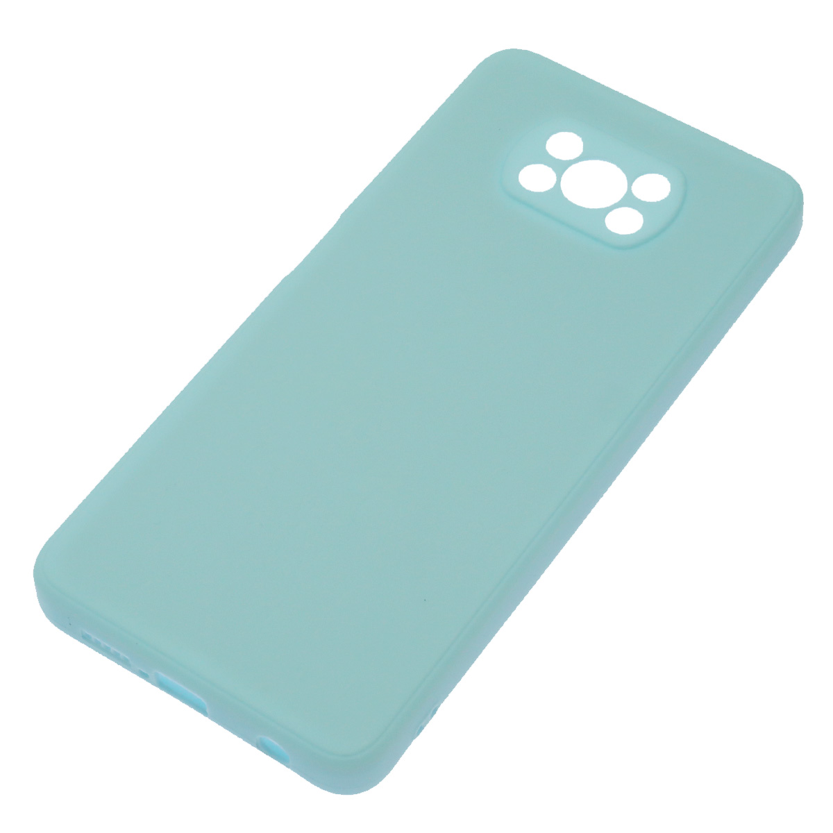 Чехол накладка для XIAOMI POCO X3, X3 Pro, силикон, бархат, цвет светло голубой