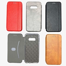 Чехол книжка для SAMSUNG Galaxy S10E (SM-G970), экокожа, визитница, цвет серый