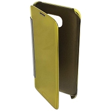 Чехол книжка Clear View Cover для SAMSUNG Galaxy S7 Edge (SM-G935), пластик, цвет золотистый