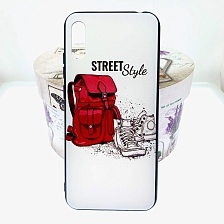 Чехол накладка для HUAWEI Honor 8A, Y6 2019, силикон, рисунок Рюкзак и ботинки.