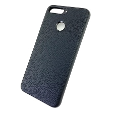Чехол накладка для HUAWEI HONOR 7A PRO, HONOR 7C, Y6 2018, Y6 PRIME, силикон, текстура кожи, цвет черный.