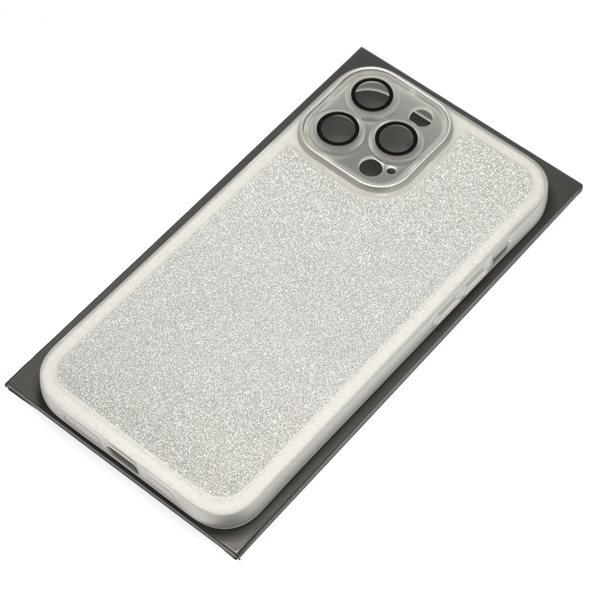 Чехол накладка Shine для APPLE iPhone 13 Pro Max, силикон, блестки, защита камеры, цвет серебристый