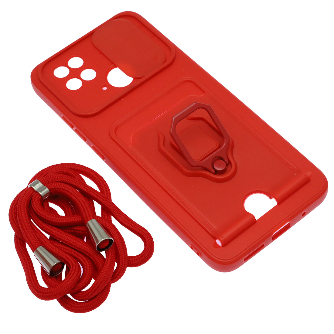 Чехол накладка MULTI FUNCTION 4 в 1 для XIAOMI Redmi 10C, XIAOMI POCO C40, силикон, цвет красный