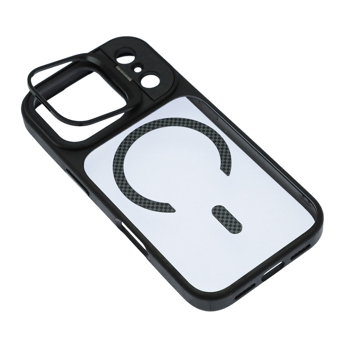 Чехол накладка Cabbeen с поддержкой MagSafe для APPLE iPhone 17 Pro, подставка, цвет прозрачно черный