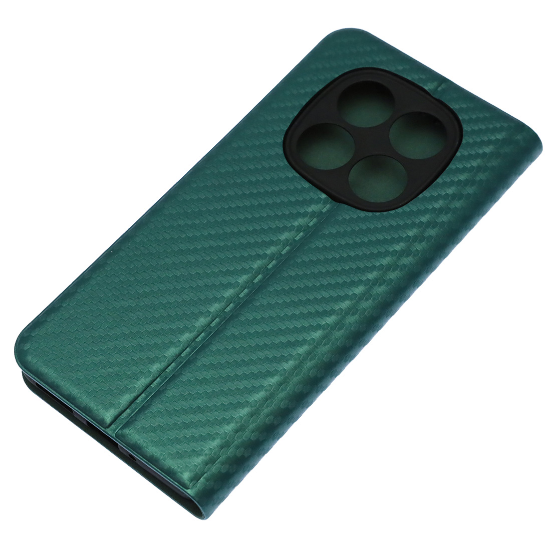 Чехол книжка CHESS для XIAOMI Redmi Note 14 Pro 5G, POCO X7, текстура карбон, визитница, цвет темно зеленый