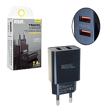 СЗУ (Сетевое зарядное устройство) MRM S75, 2 USB, 2.4А, цвет черный СЗУ (Сетевое зарядное устройство) MRM S75, 2 USB, 2.4А, цвет черный