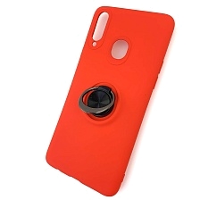Чехол накладка для SAMSUNG Galaxy A20s (SM-A207), силикон, кольцо держатель, спиннер, цвет красный.