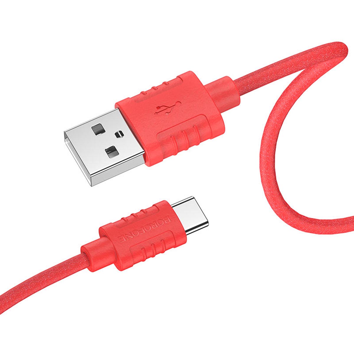 Кабель BOROFONE BX52 Airy USB Type-C, 3А, силикон, длина 1 метр, цвет красный