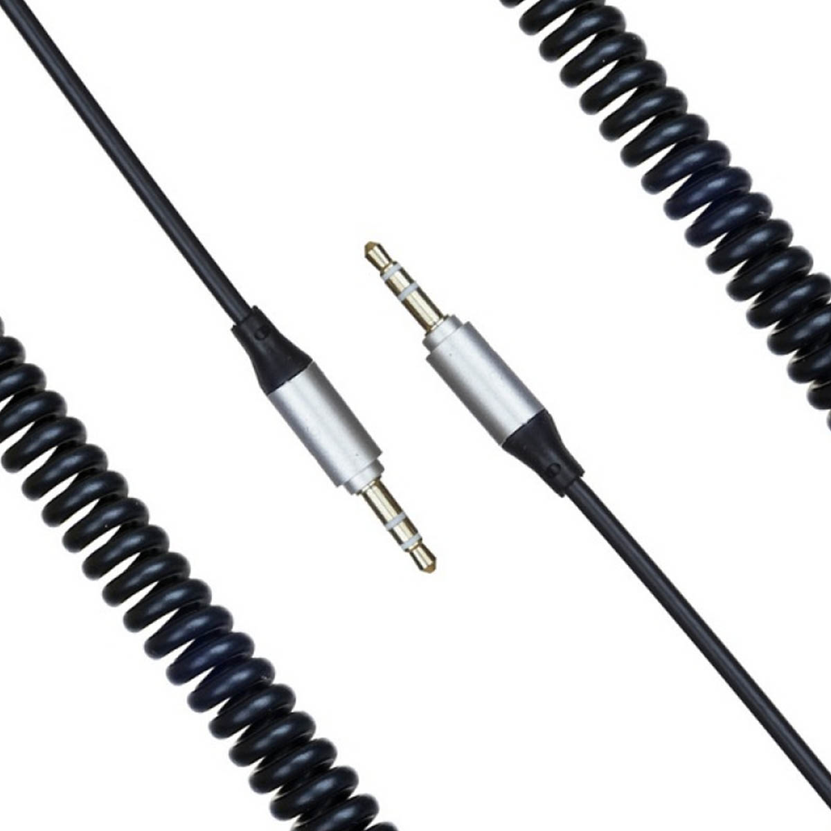 AUX кабель JD-68 витой (пружина) Jack 3.5" - 3.5", длина 1.8 метра, цвет черный