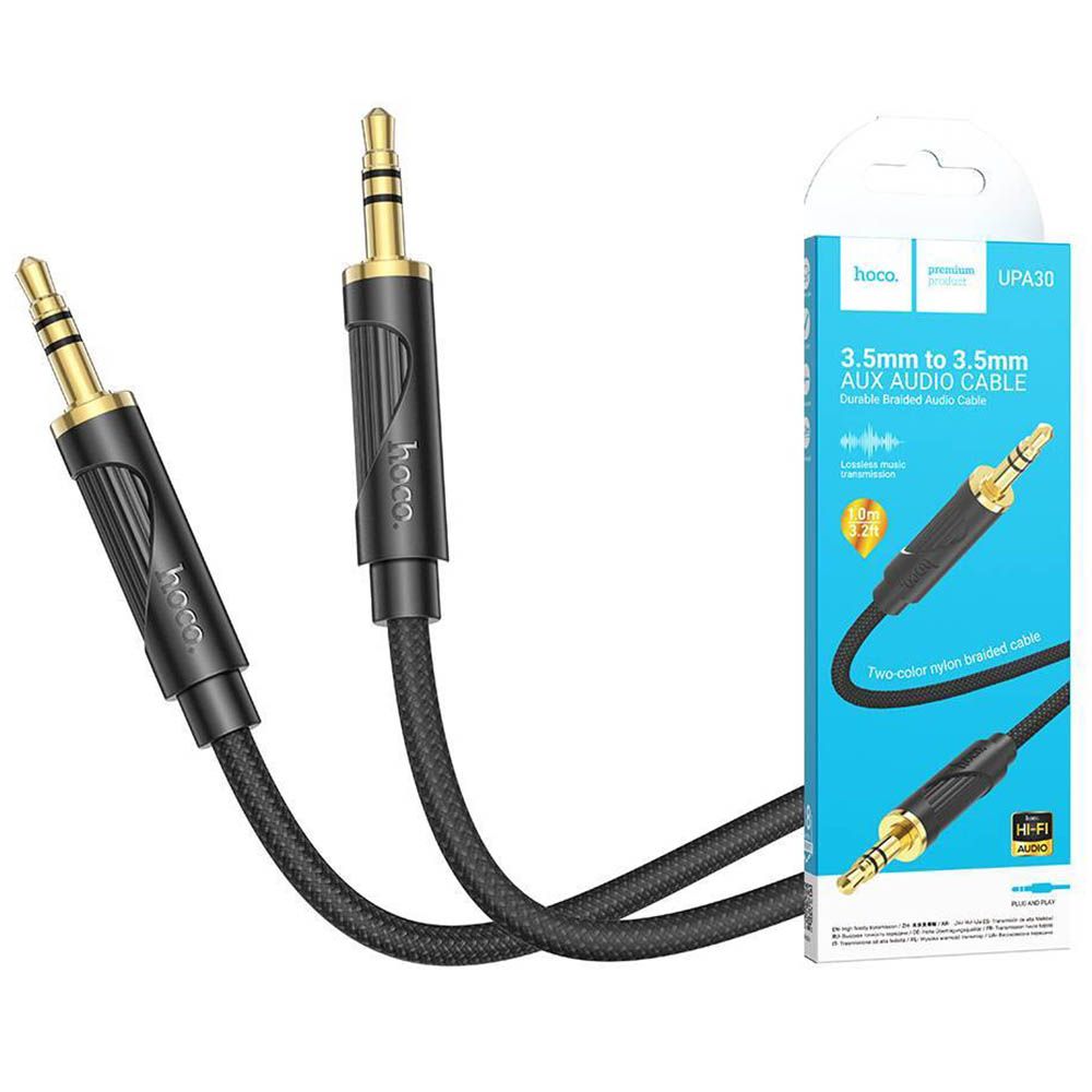 Кабель AUX HOCO UPA30 Jack 3.5 - Jack 3.5, длина кабеля 1 метр, цвет черный